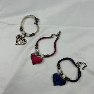 Heart pendant cord bracelet