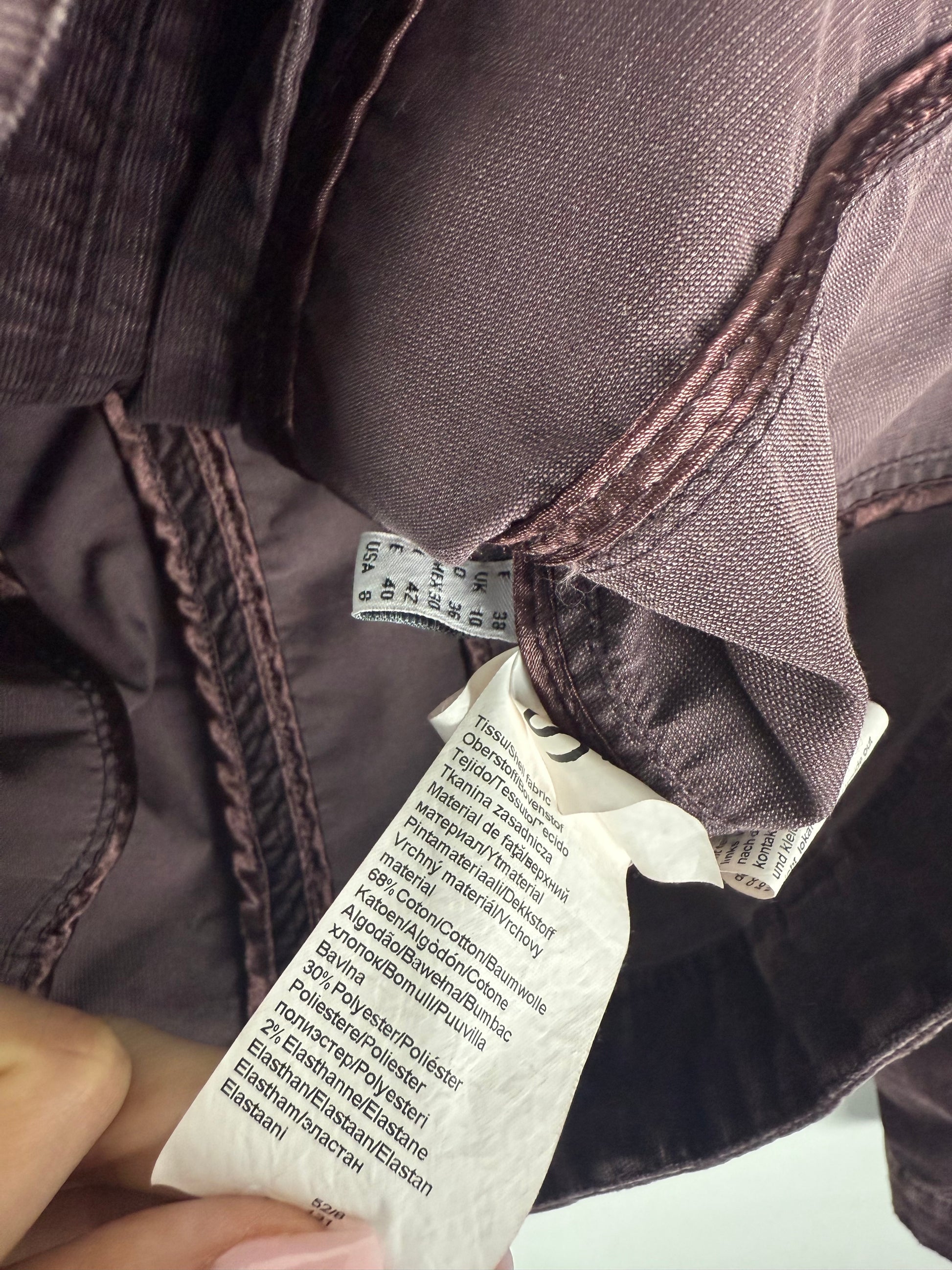 Purple velvet denim zip up biker jacket (S/M)