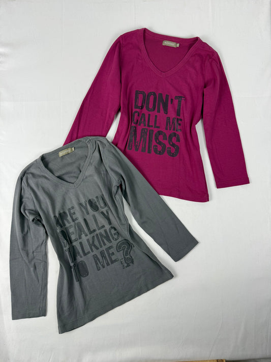 Graphic cotton long sleeves top (S)