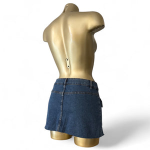 Blue denim low rise cargo mini skirt (XS)
