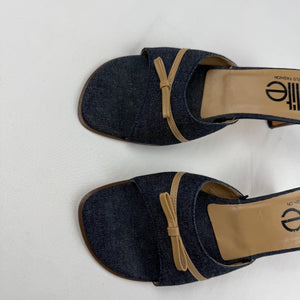 Navy denim mules heels (38)