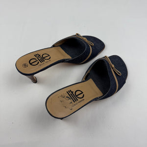 Navy denim mules heels (38)