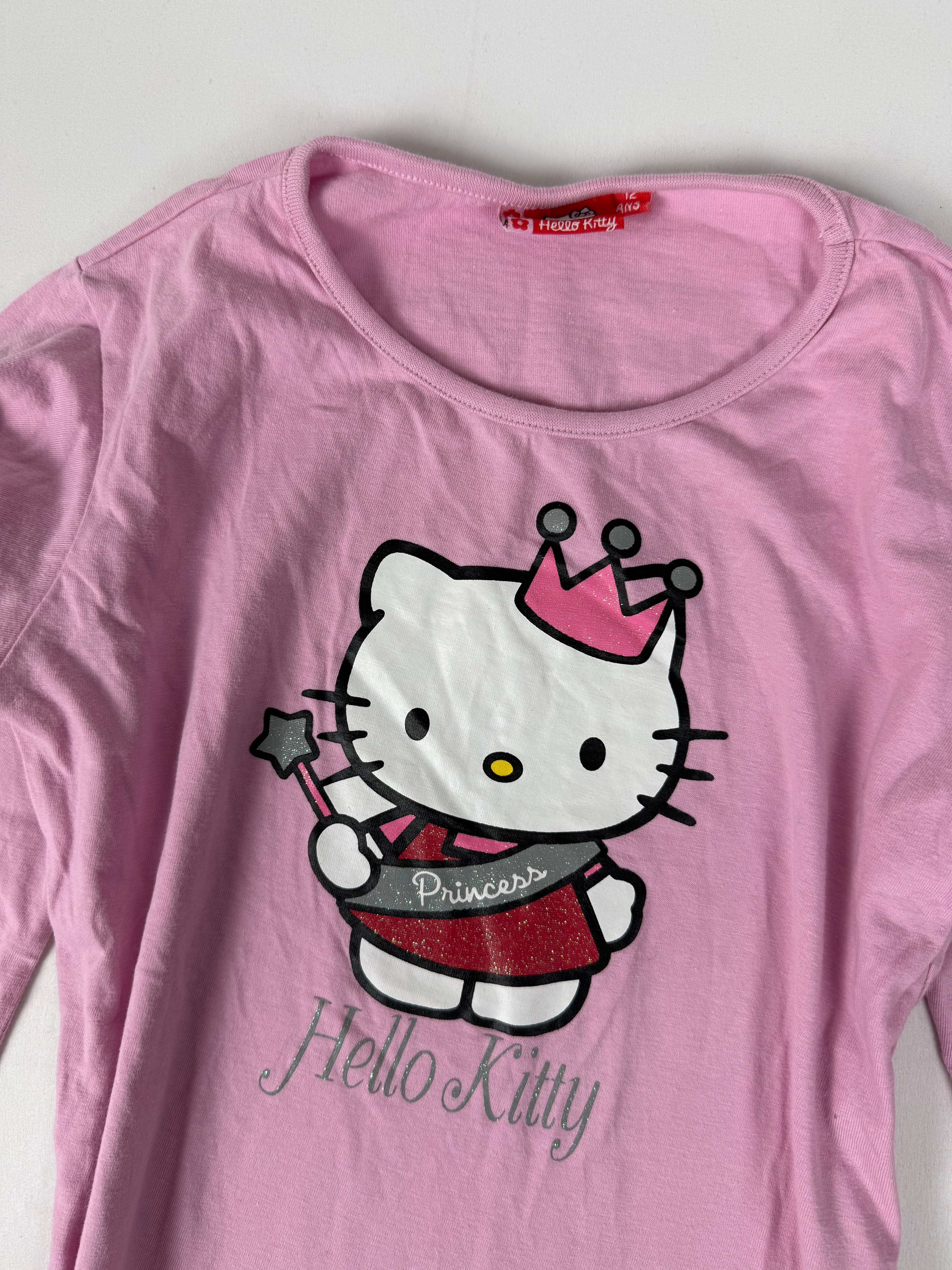 Pink cotton kitten logo long sleeves top (XS)