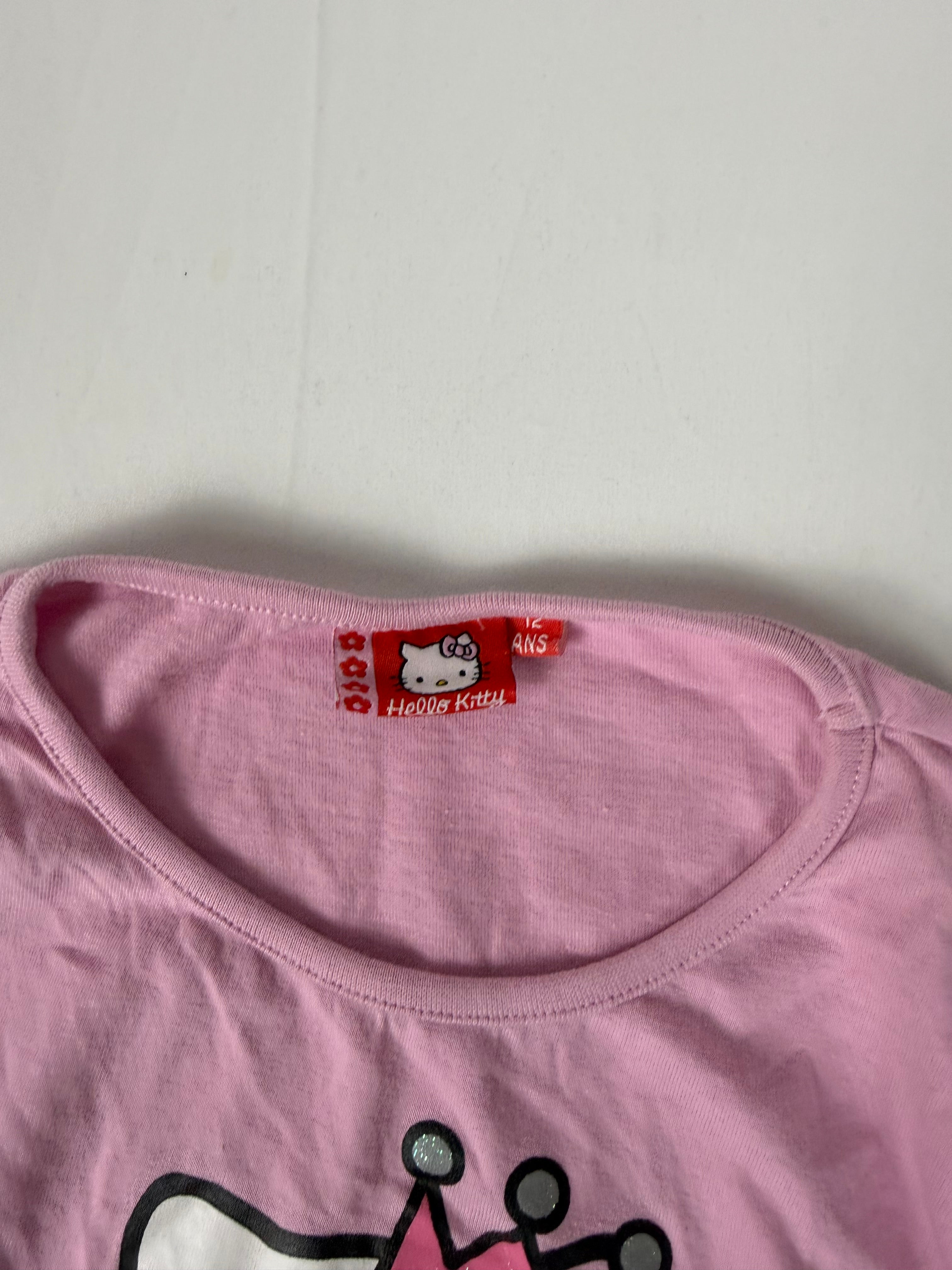 Pink cotton kitten logo long sleeves top (XS)