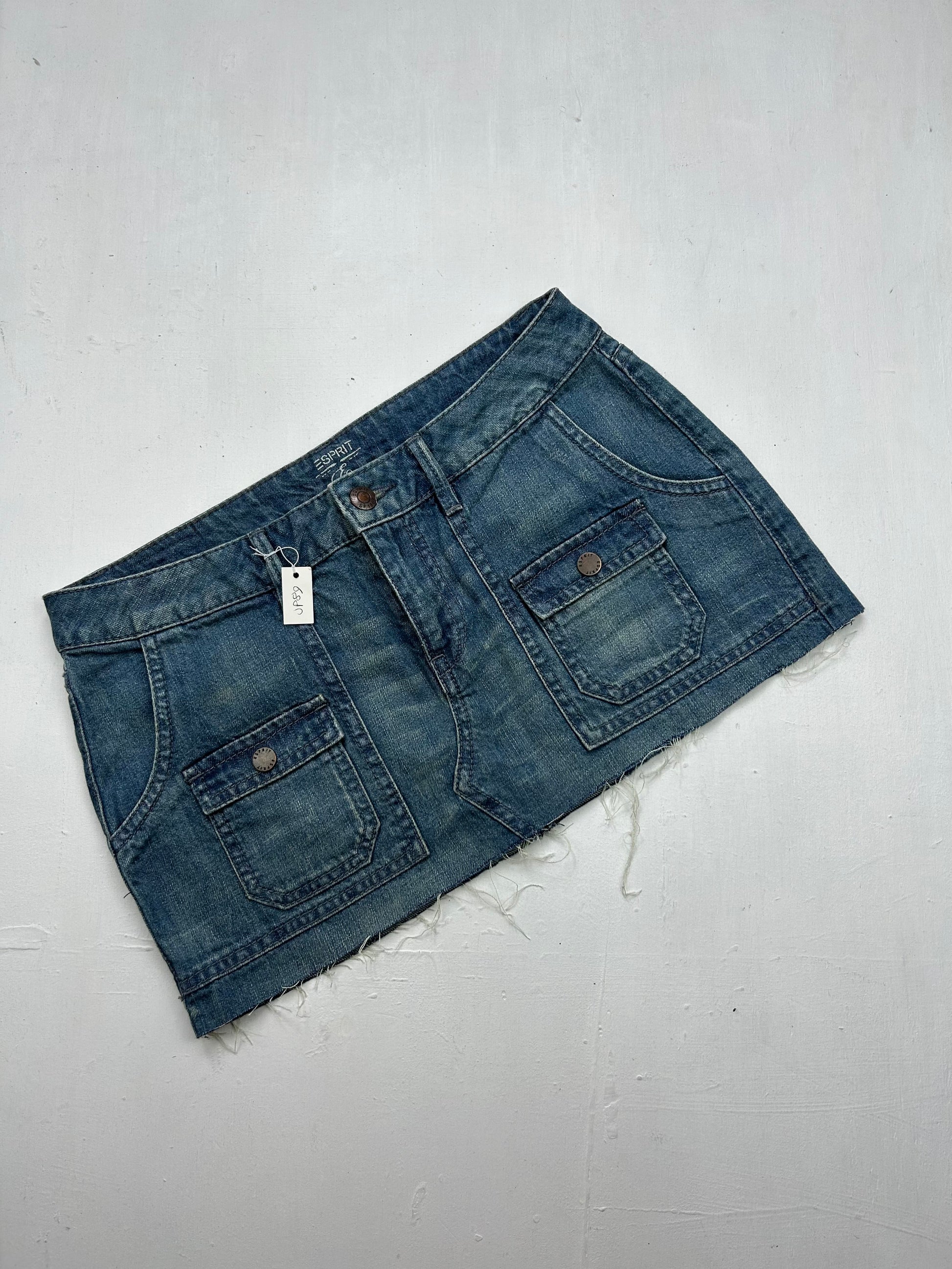 Blue denim low rise mini skirt (S/M)