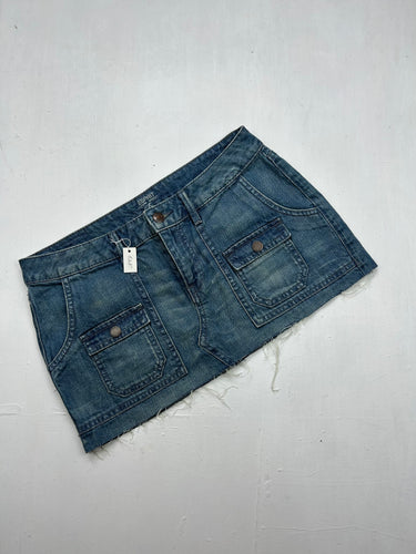 Blue denim low rise mini skirt (S/M)