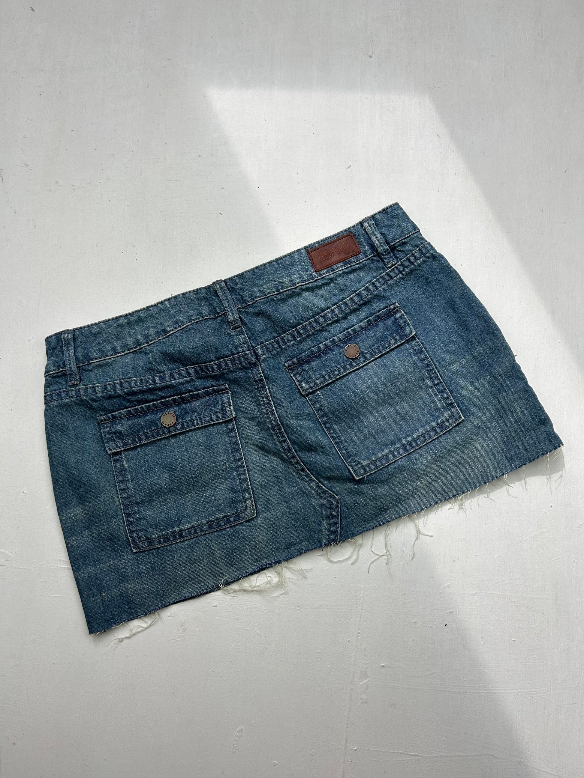 Blue denim low rise mini skirt (S/M)