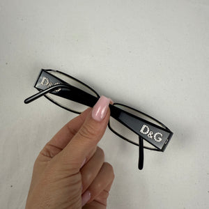 Black rhinestones logo 2000s office siren glasses (with prescription)