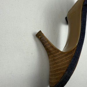 Navy denim buckle mules heels (36)