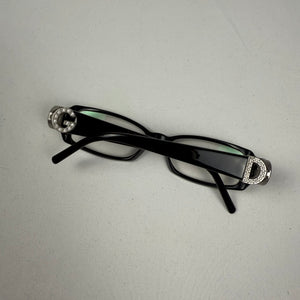 Black rhinestones logo 2000s office siren glasses (no prescription)