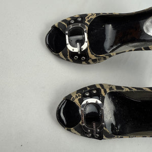 Black zebra open toes wedge heels (37)