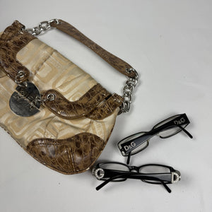 Black rhinestones logo 2000s office siren glasses (no prescription)