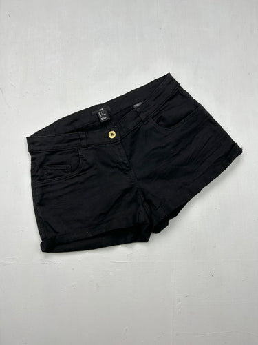 Black denim low rise mini short (S)