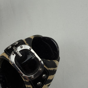 Black zebra open toes wedge heels (37)