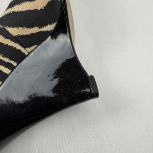 Black zebra open toes wedge heels (37)