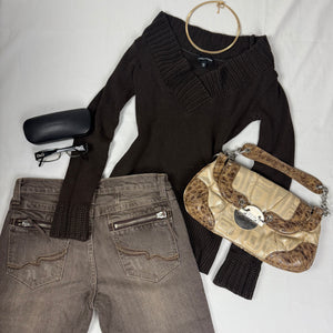 Vintage gold stainless steel choker necklace