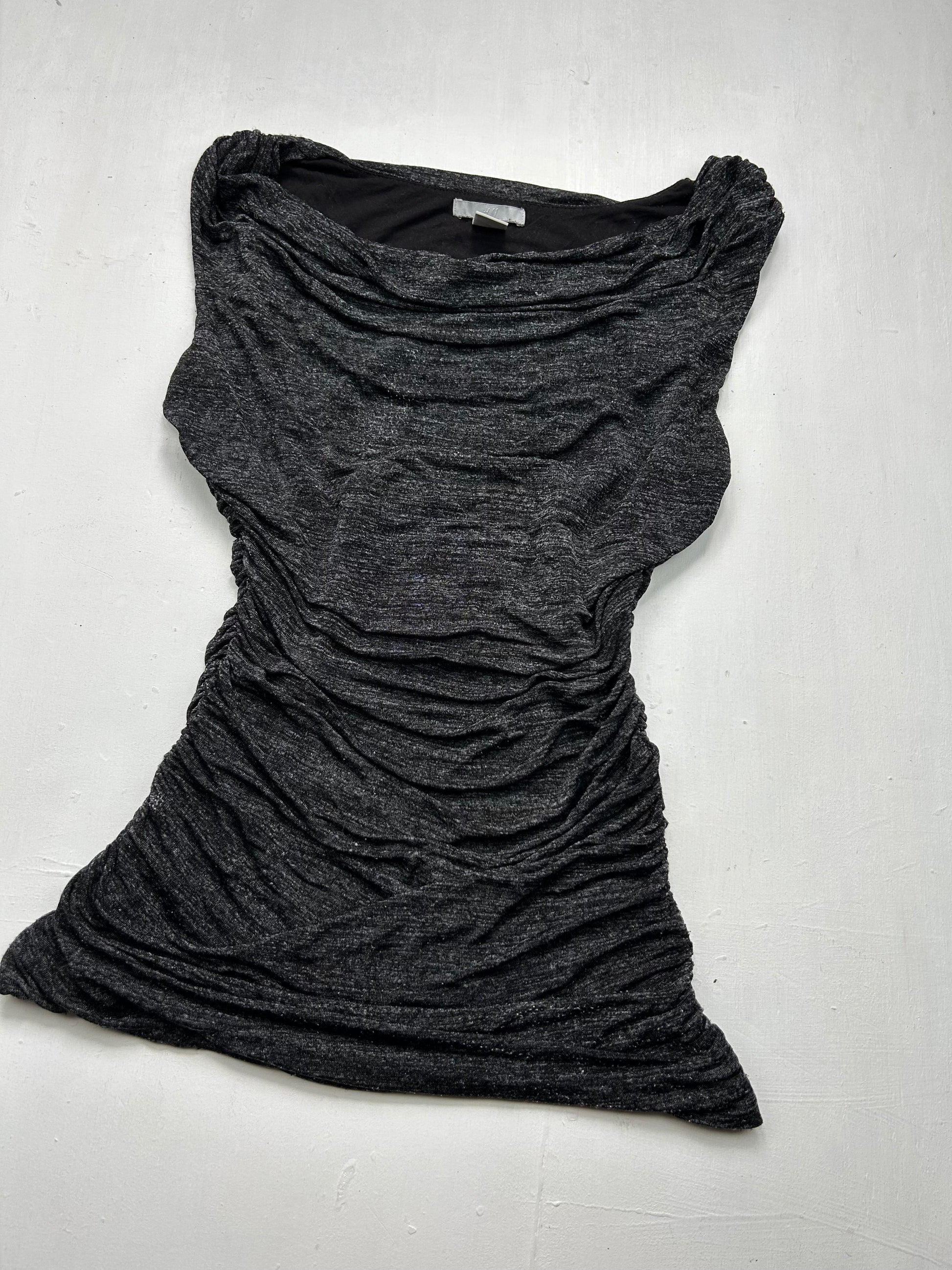 Grey ruched plunge neck top (S/M)