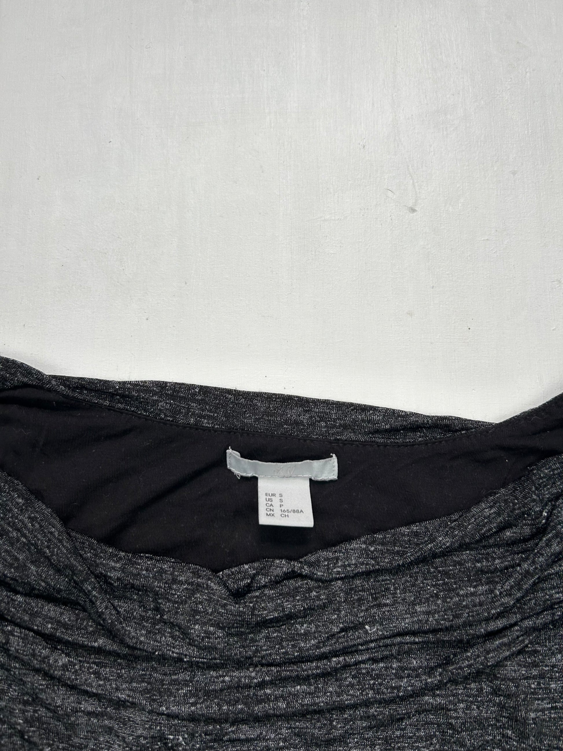 Grey ruched plunge neck top (S/M)
