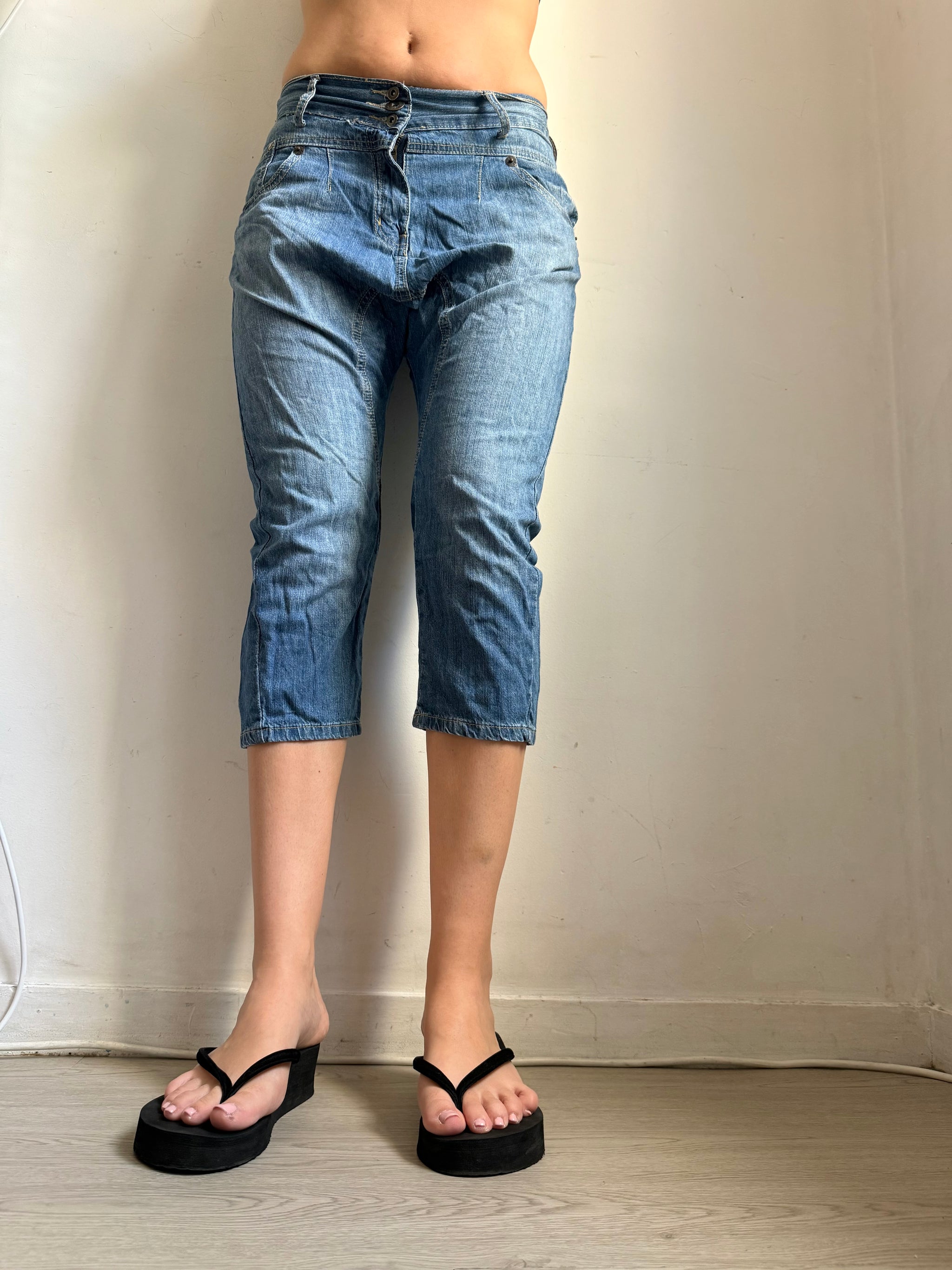 Blue denim sirwal capri pants (S)