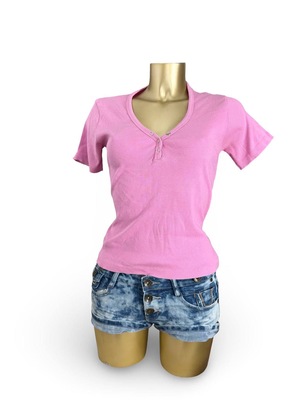 Pink ribbed cotton tee (L)