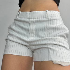 White striped office low rise mini short (S)