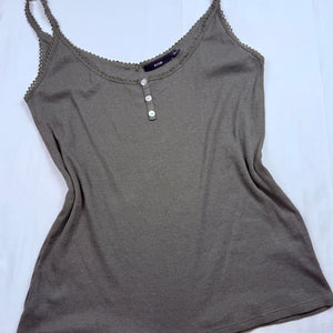 Khaki ribbed cami top (XL)