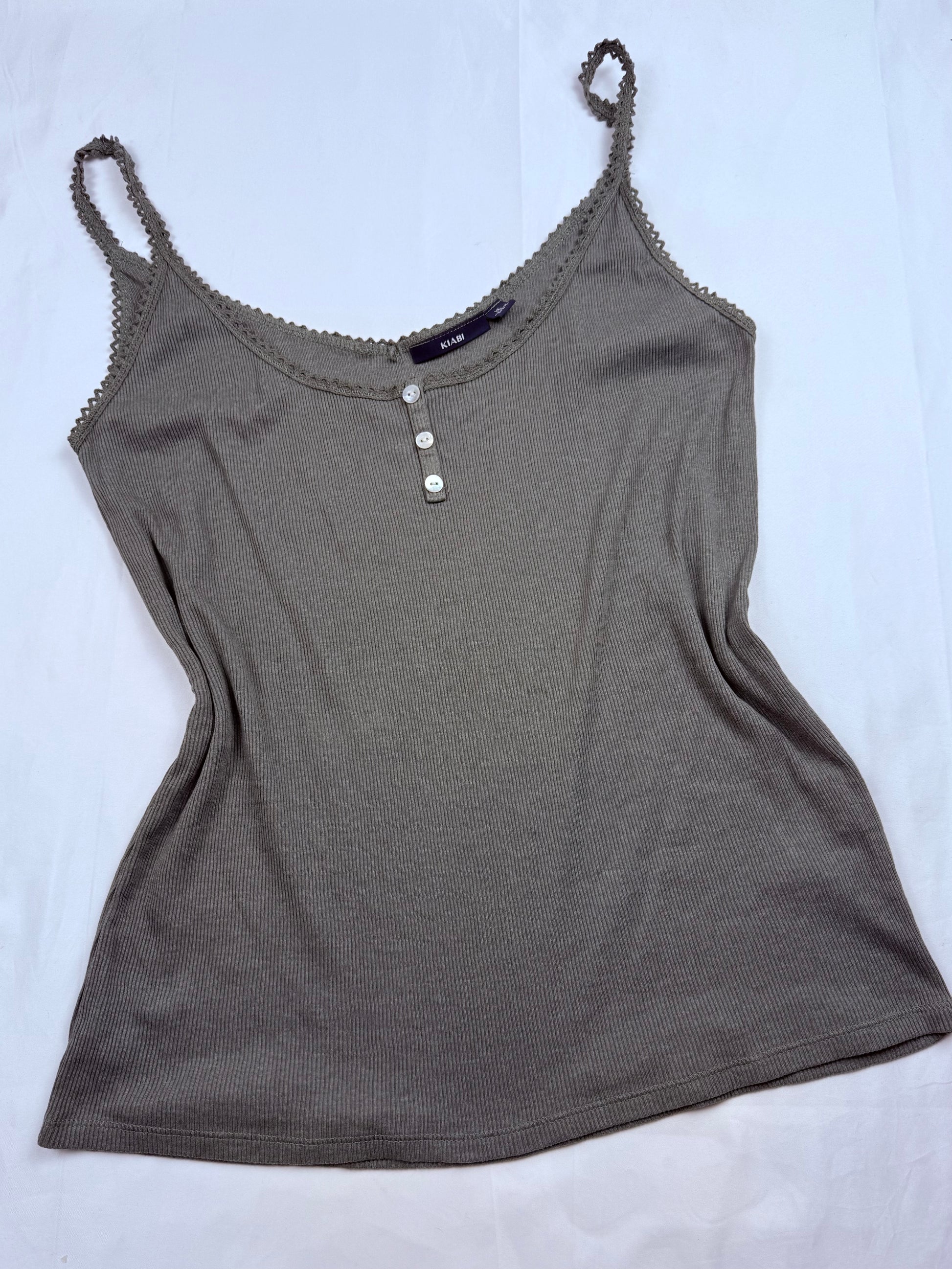 Khaki ribbed cami top (XL)