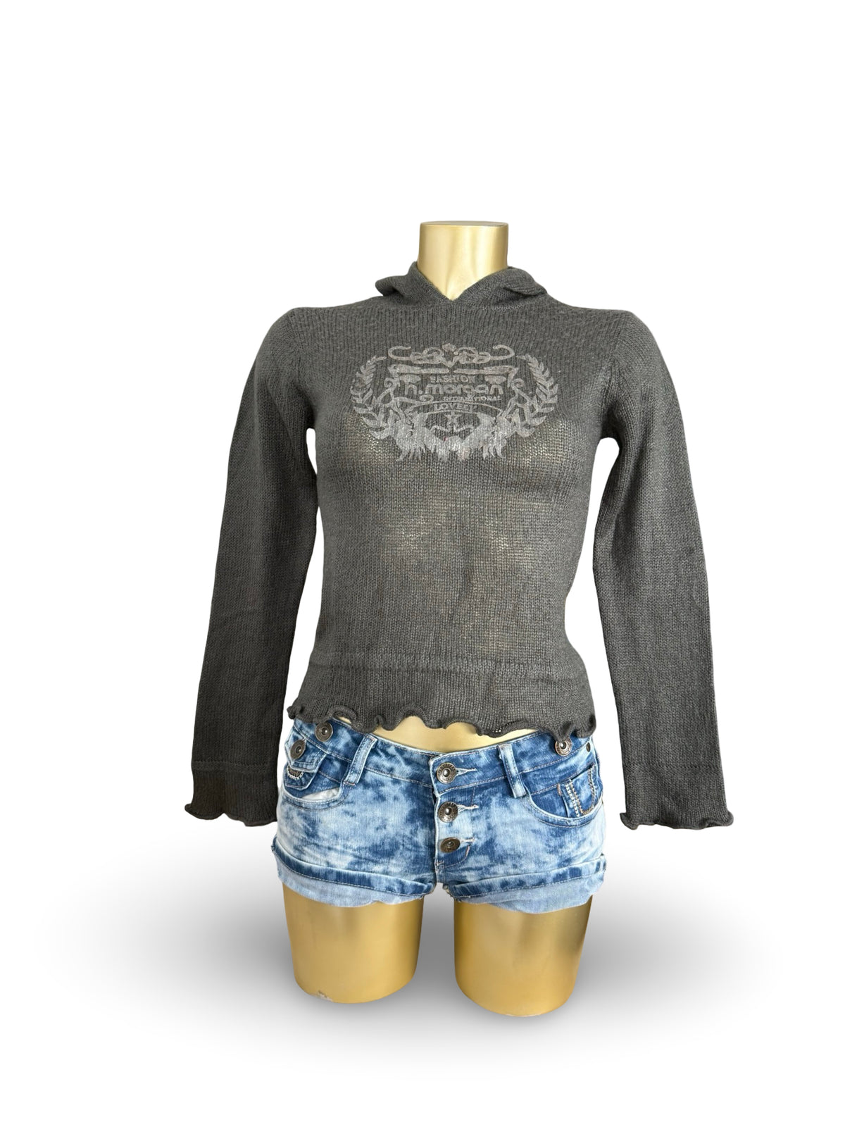 Grey hooded super soft jumper (S)