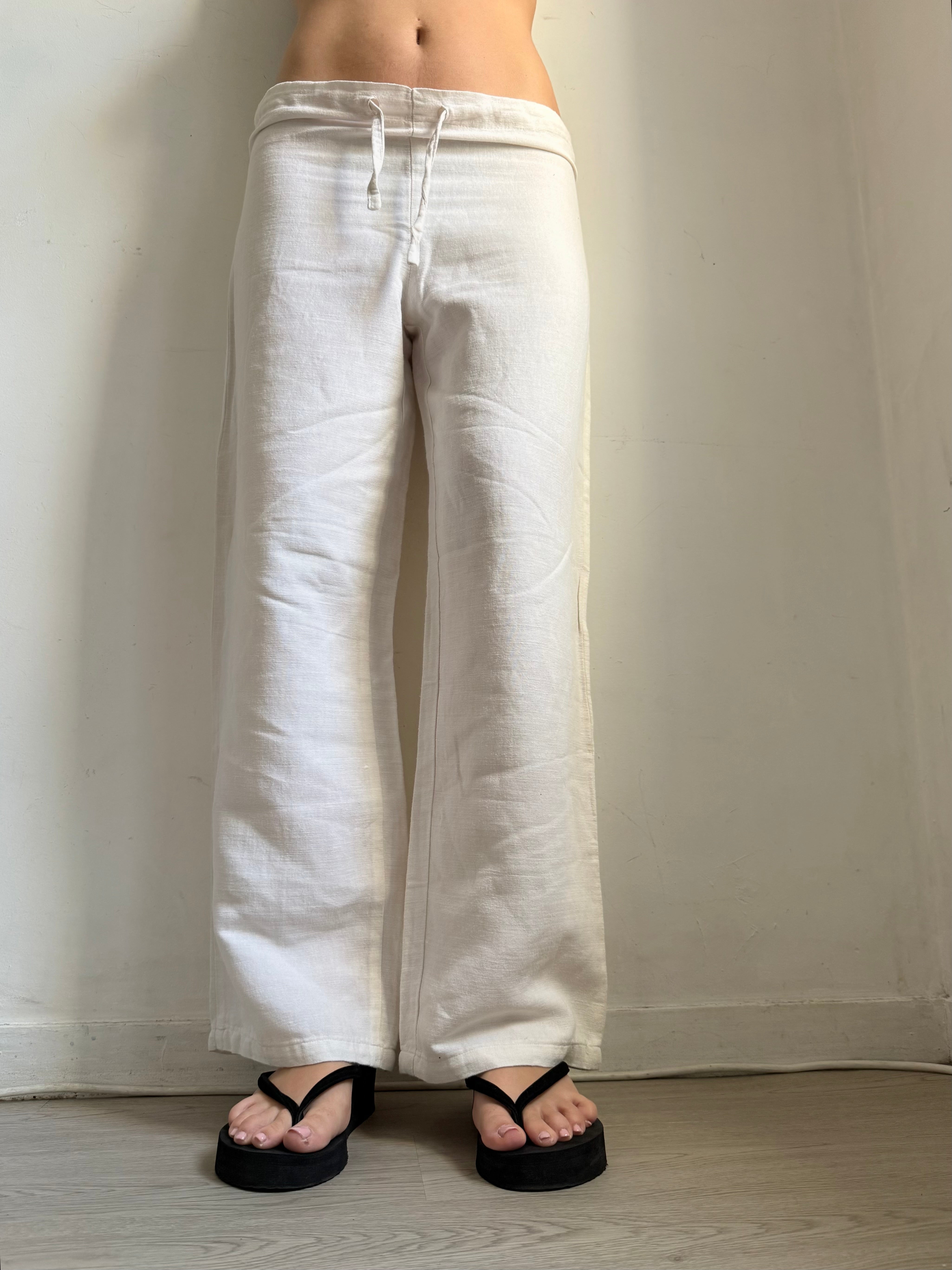 White linen baggy pants (M)