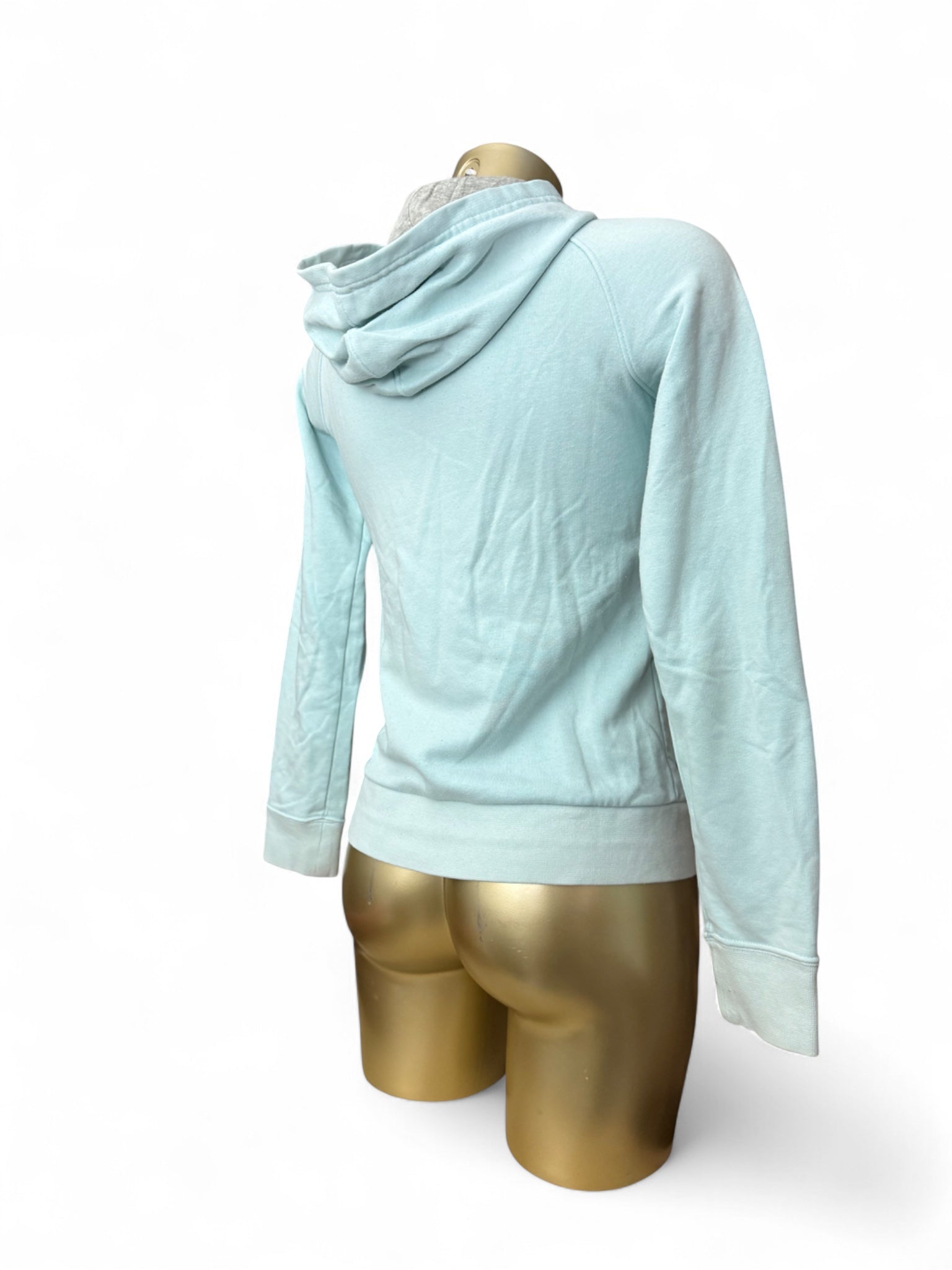 Blue cotton zip up swoosh logo hoodie (S)