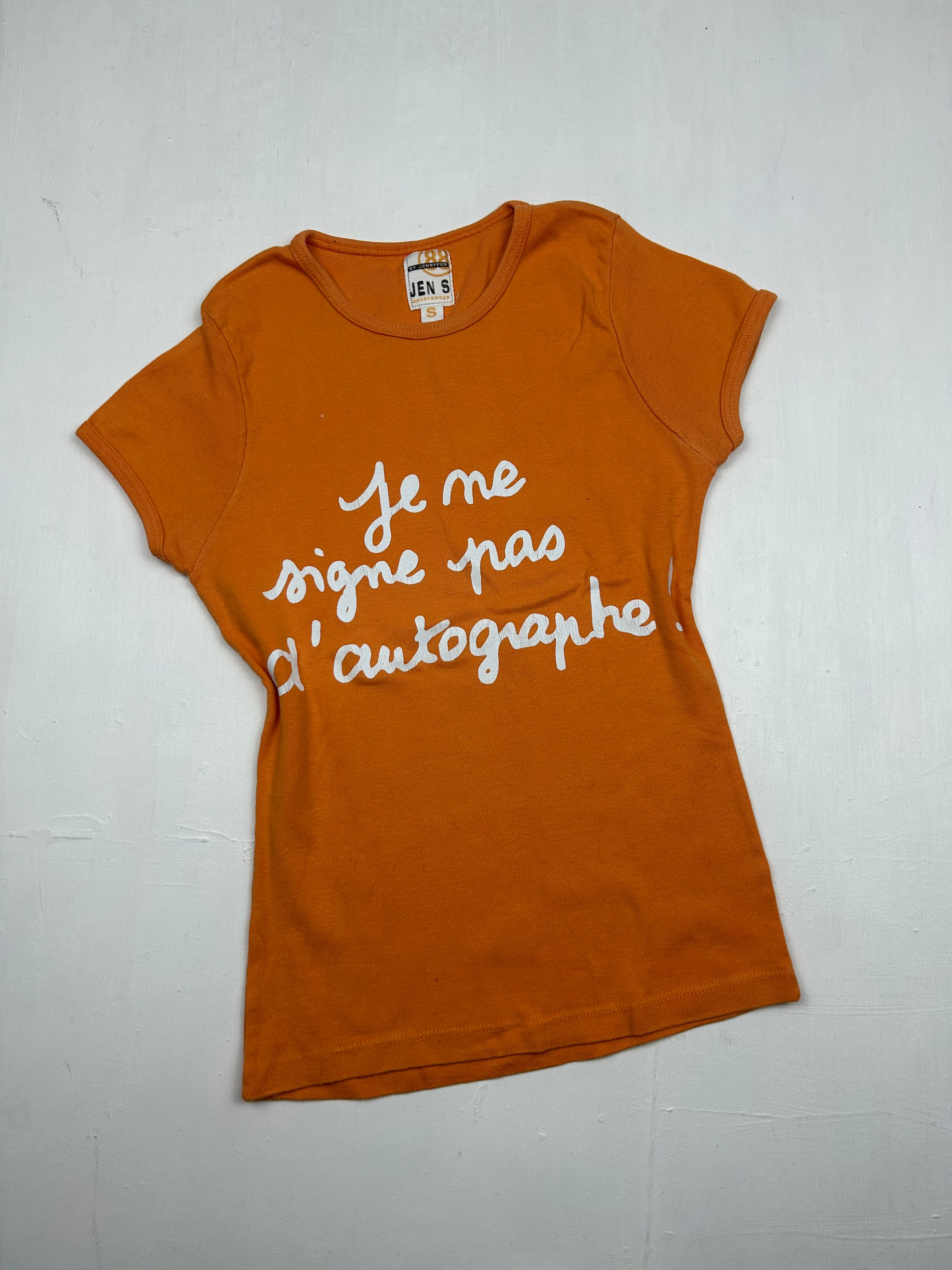 Pack of 2 orange text print cotton tees (S)