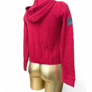 Red cotton tight fit zip up hoodie (S)