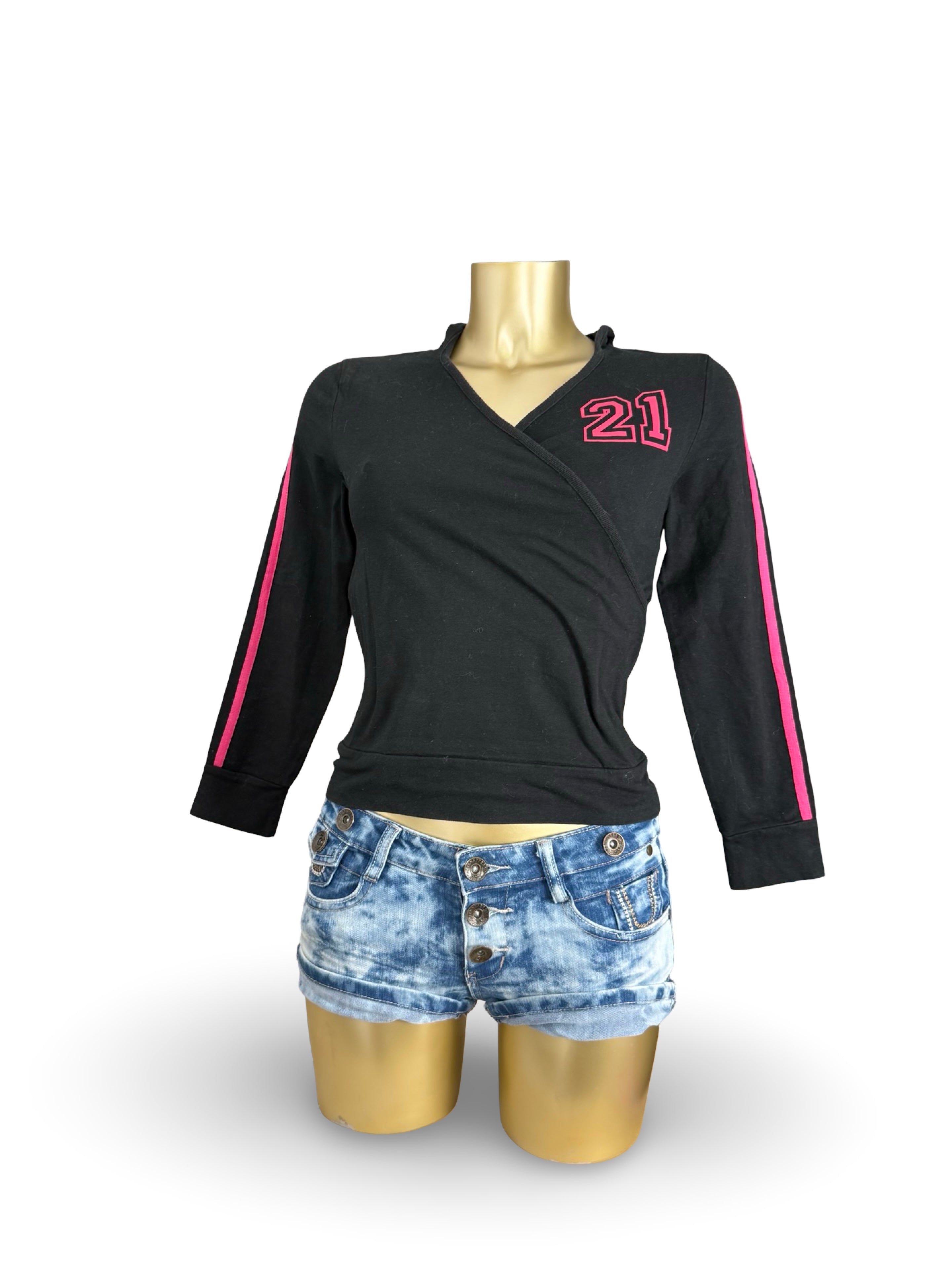 Black hooded long sleeves top (S)