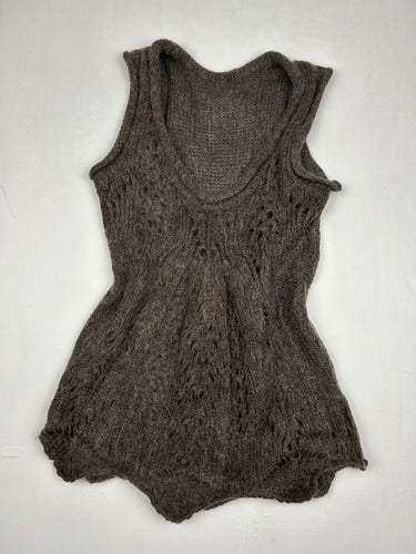 Khaki wool knitted jumper top (S/M)