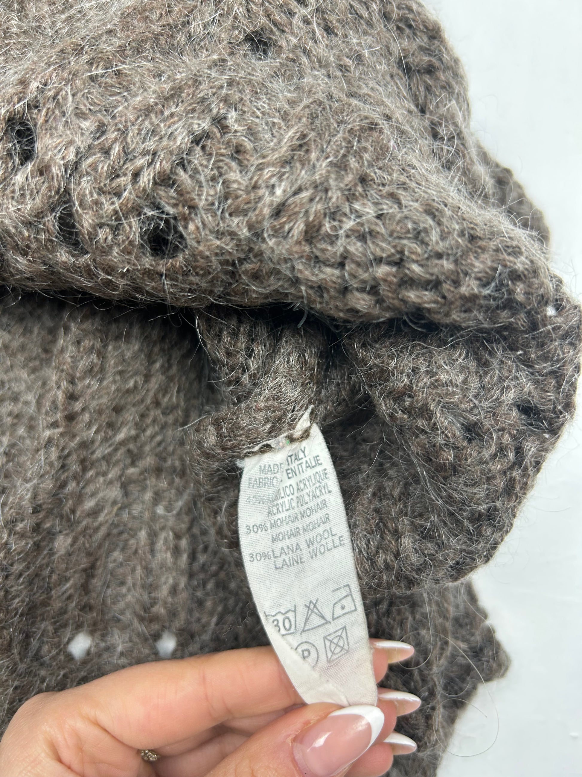Khaki wool knitted jumper top (S/M)
