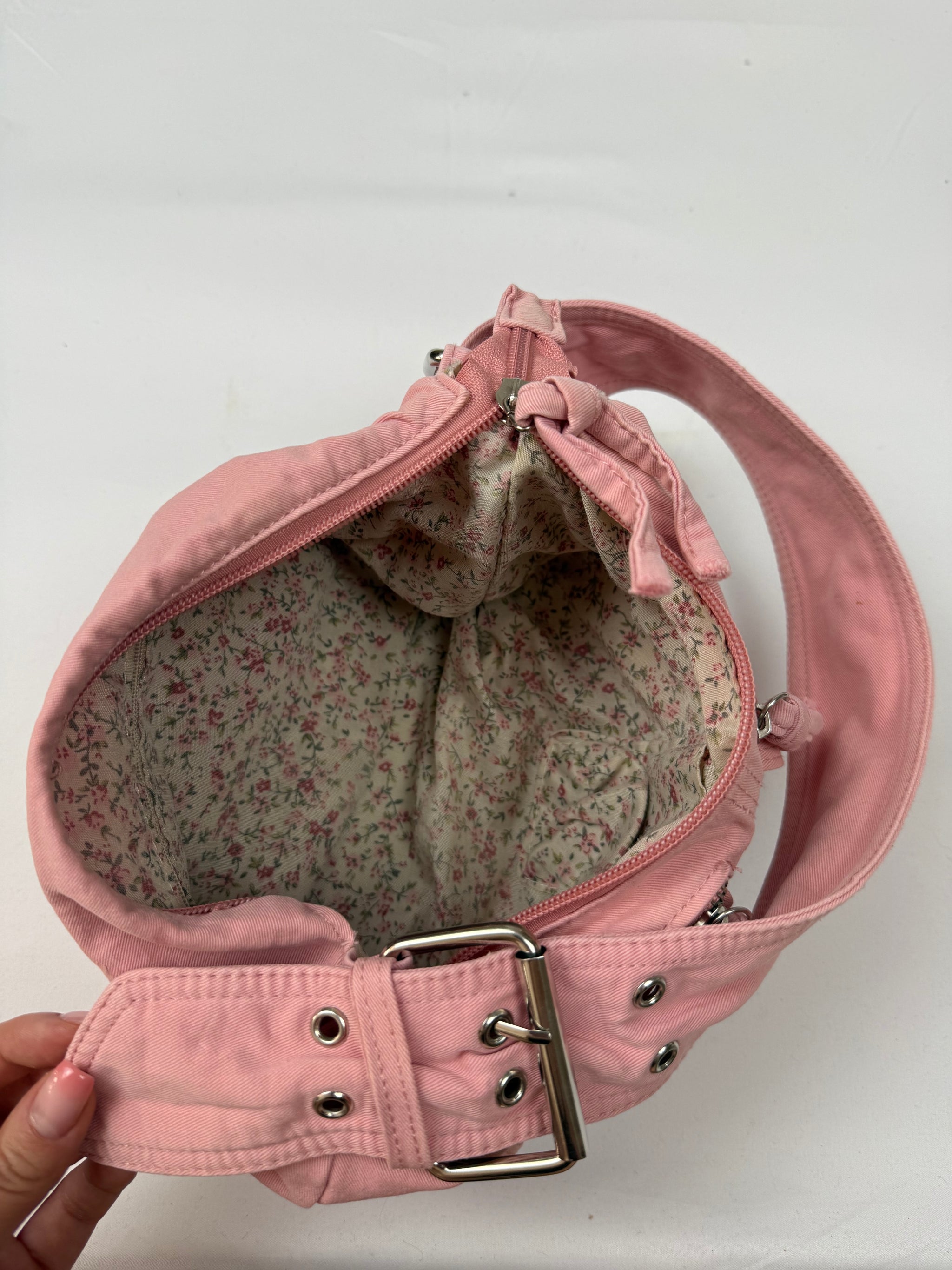 Baby pink cotton shoulder bag (26x19 cm)