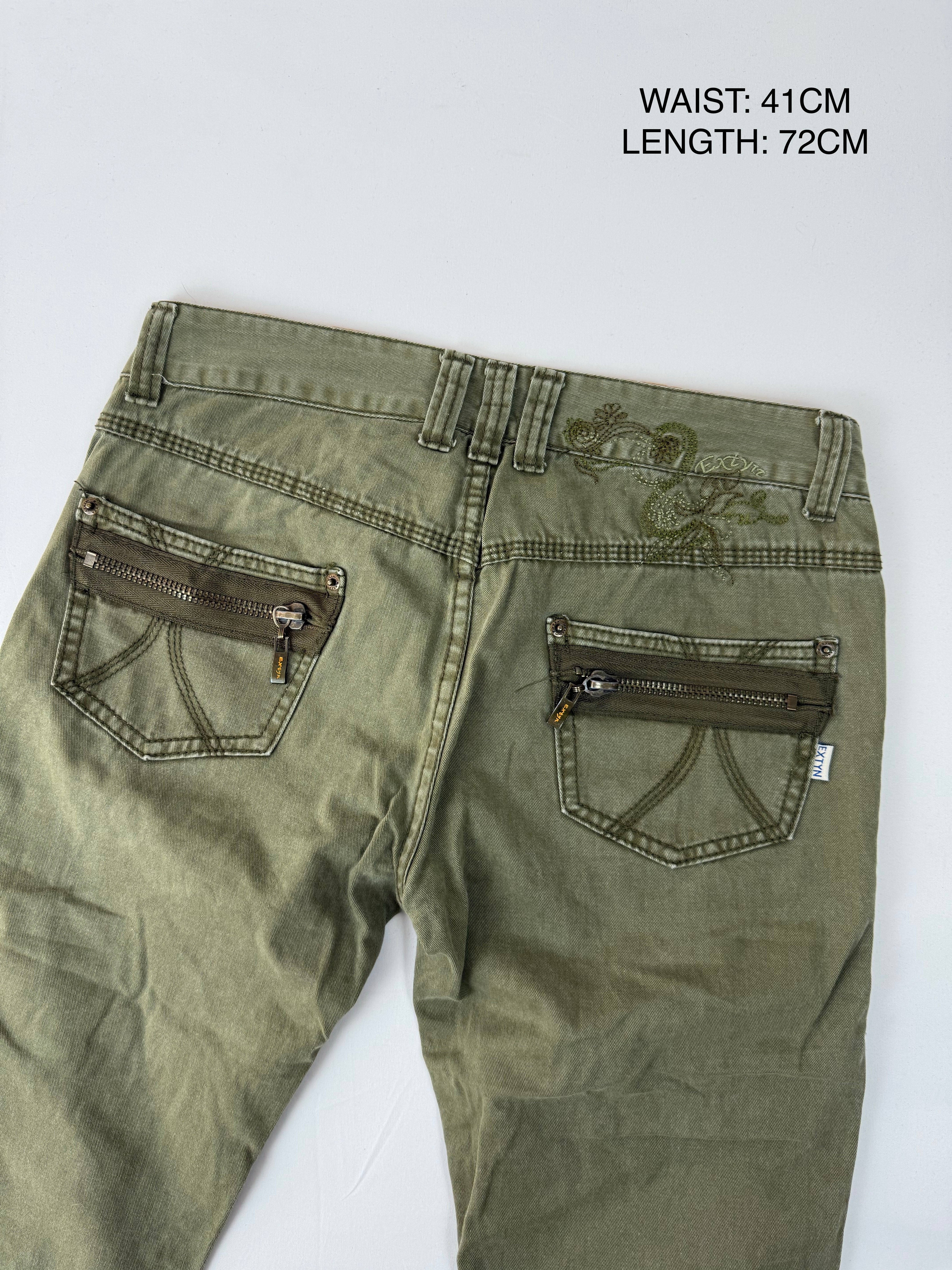 Khaki low rise denim capri pants (M)