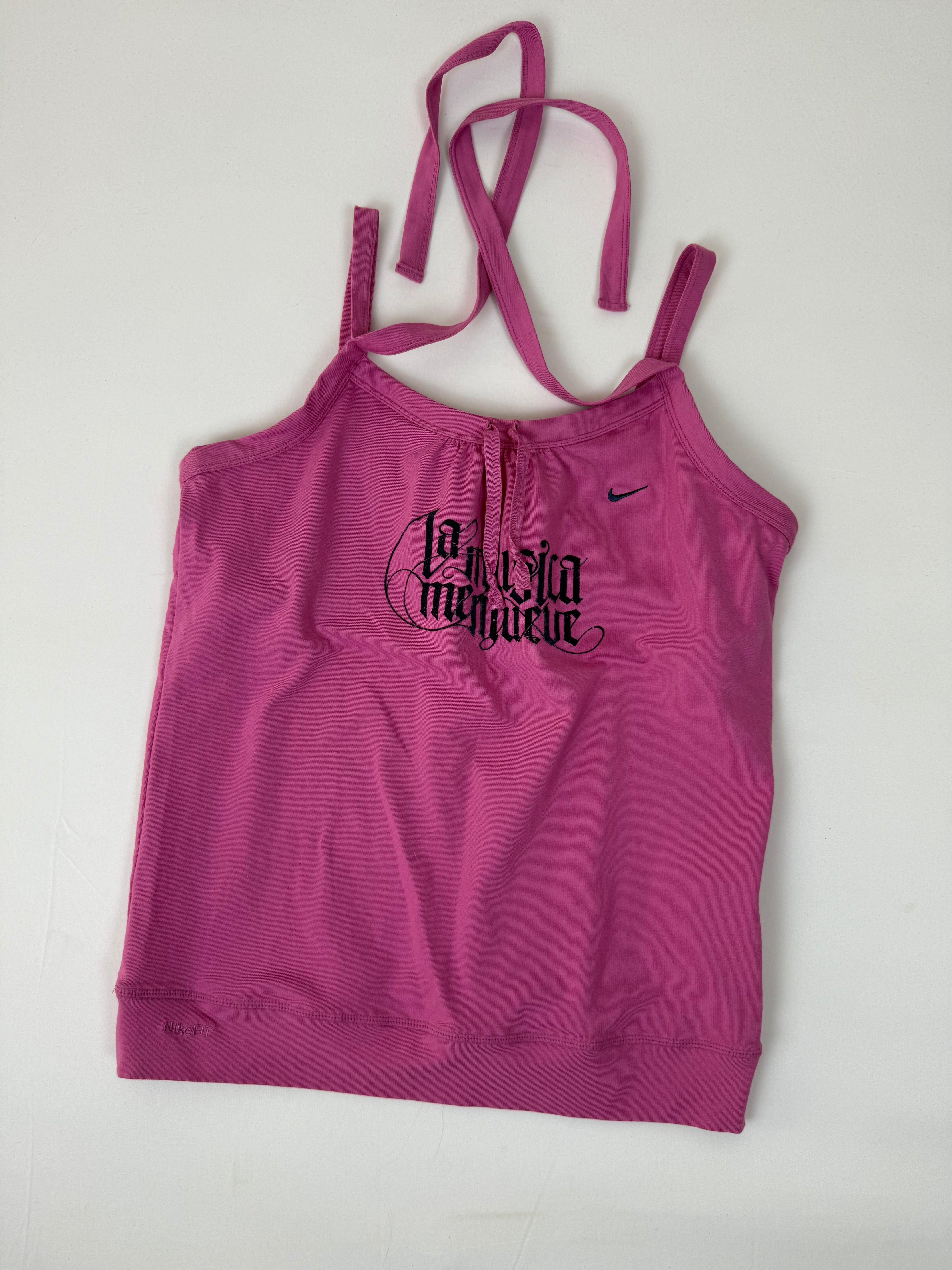 Pink activewear top with built-in bra (L)
