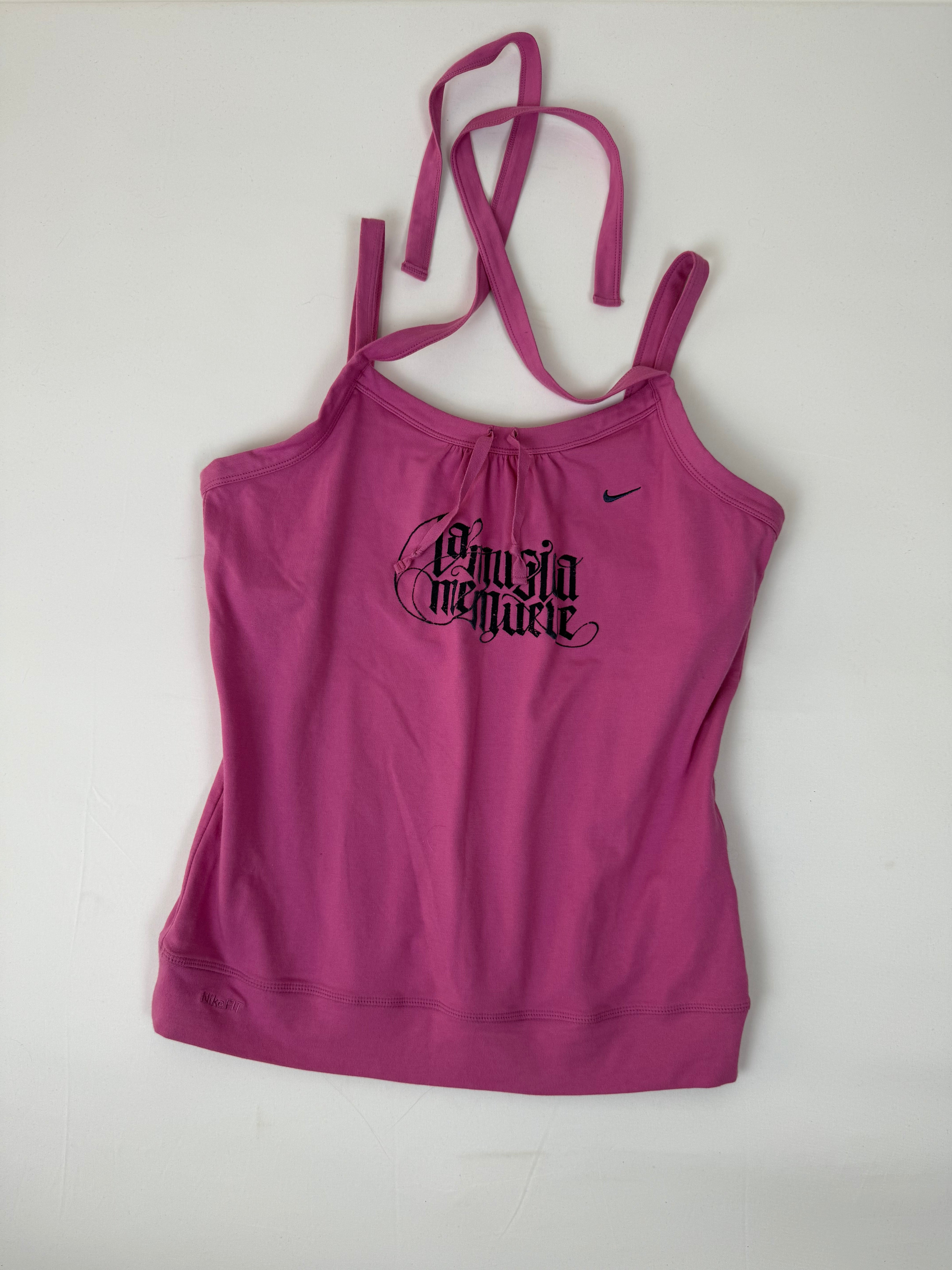 Pink activewear top with built-in bra (L)