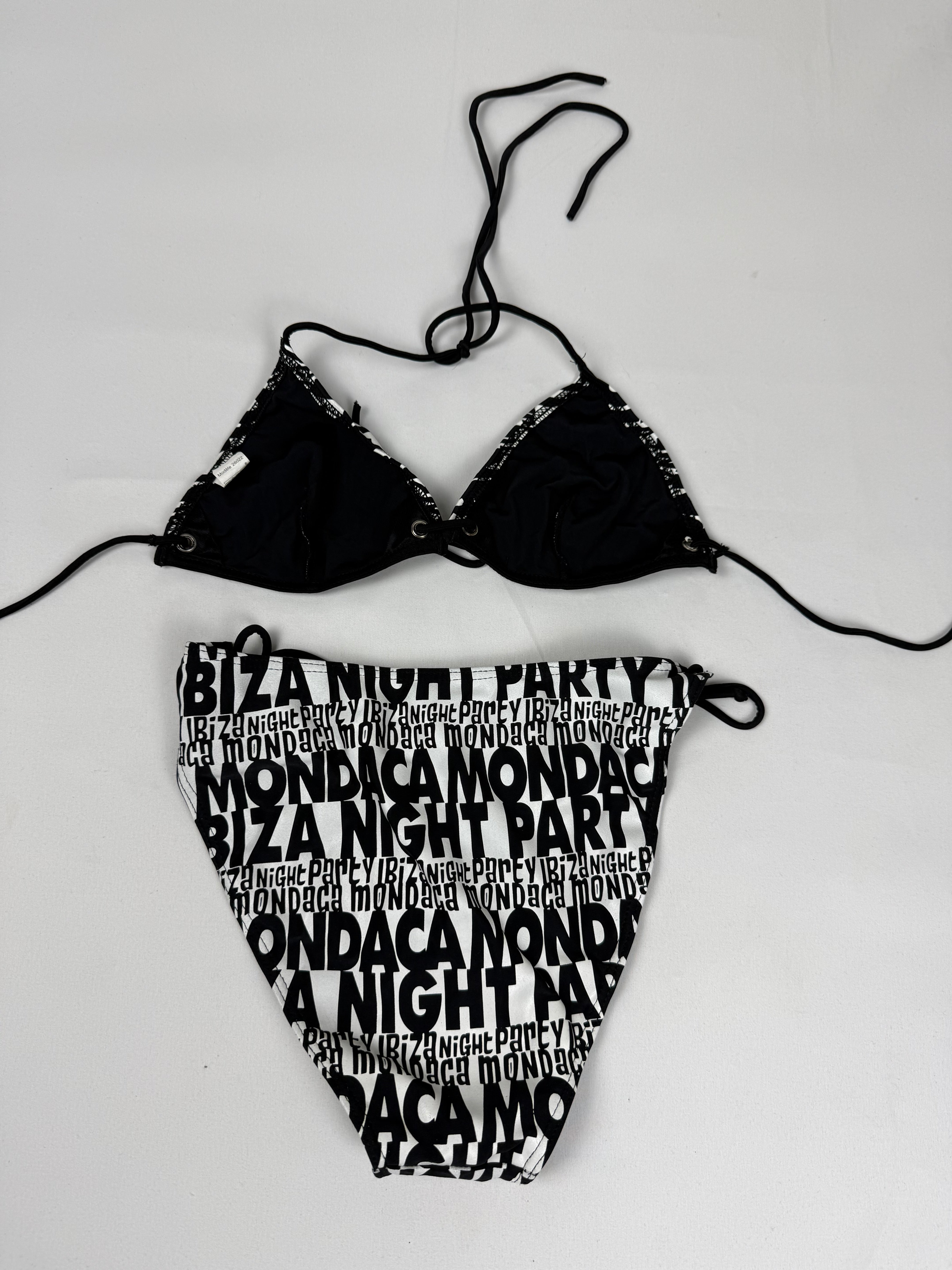 Black graphic low rise bikini set (S/M)