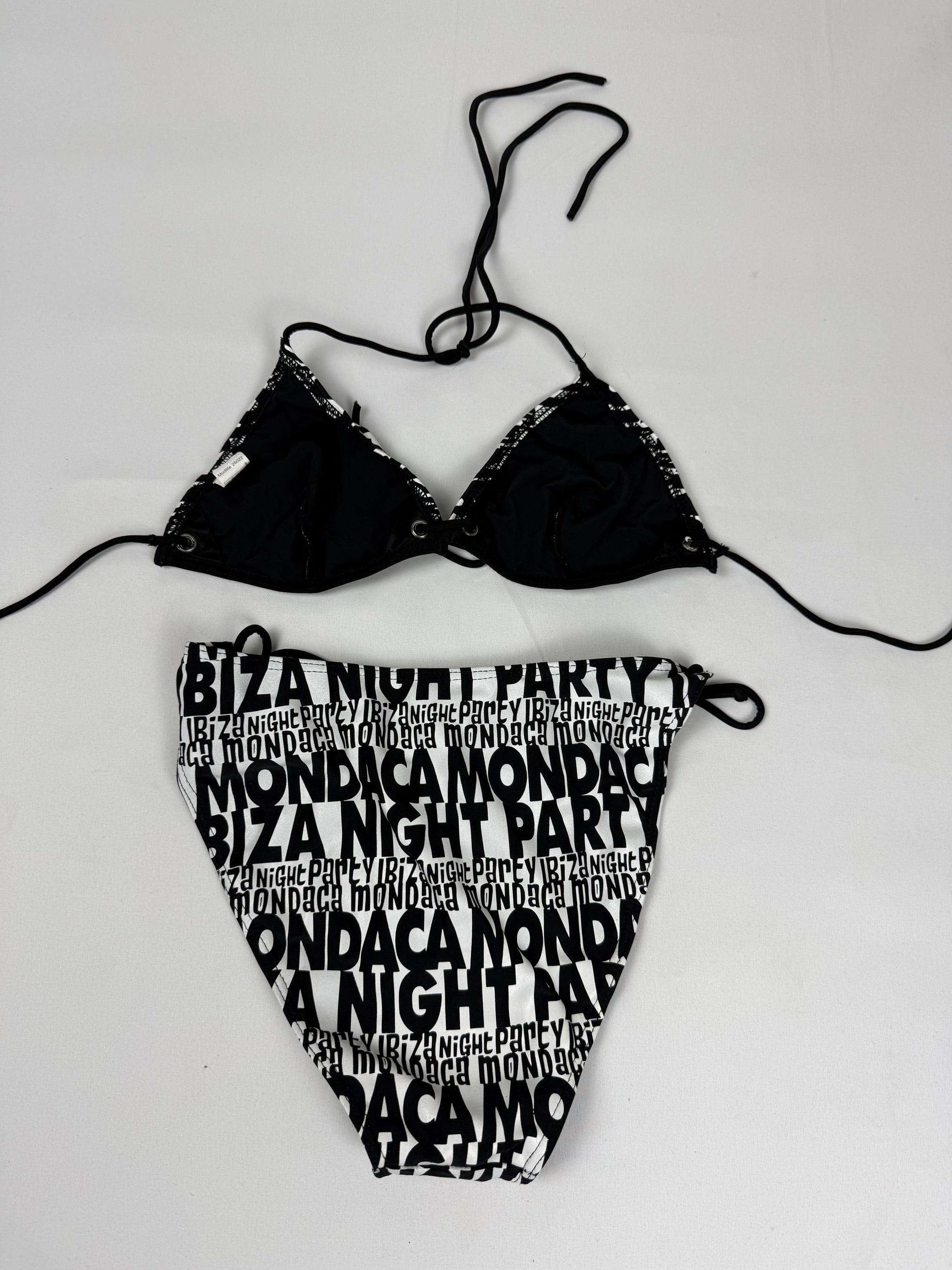 Black graphic low rise bikini set (S/M)