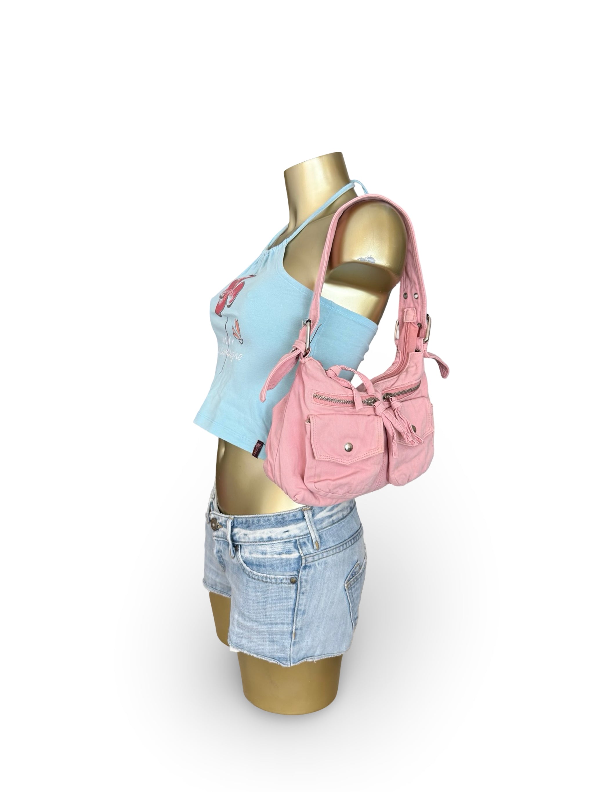 Baby pink cotton shoulder bag (26x19 cm)