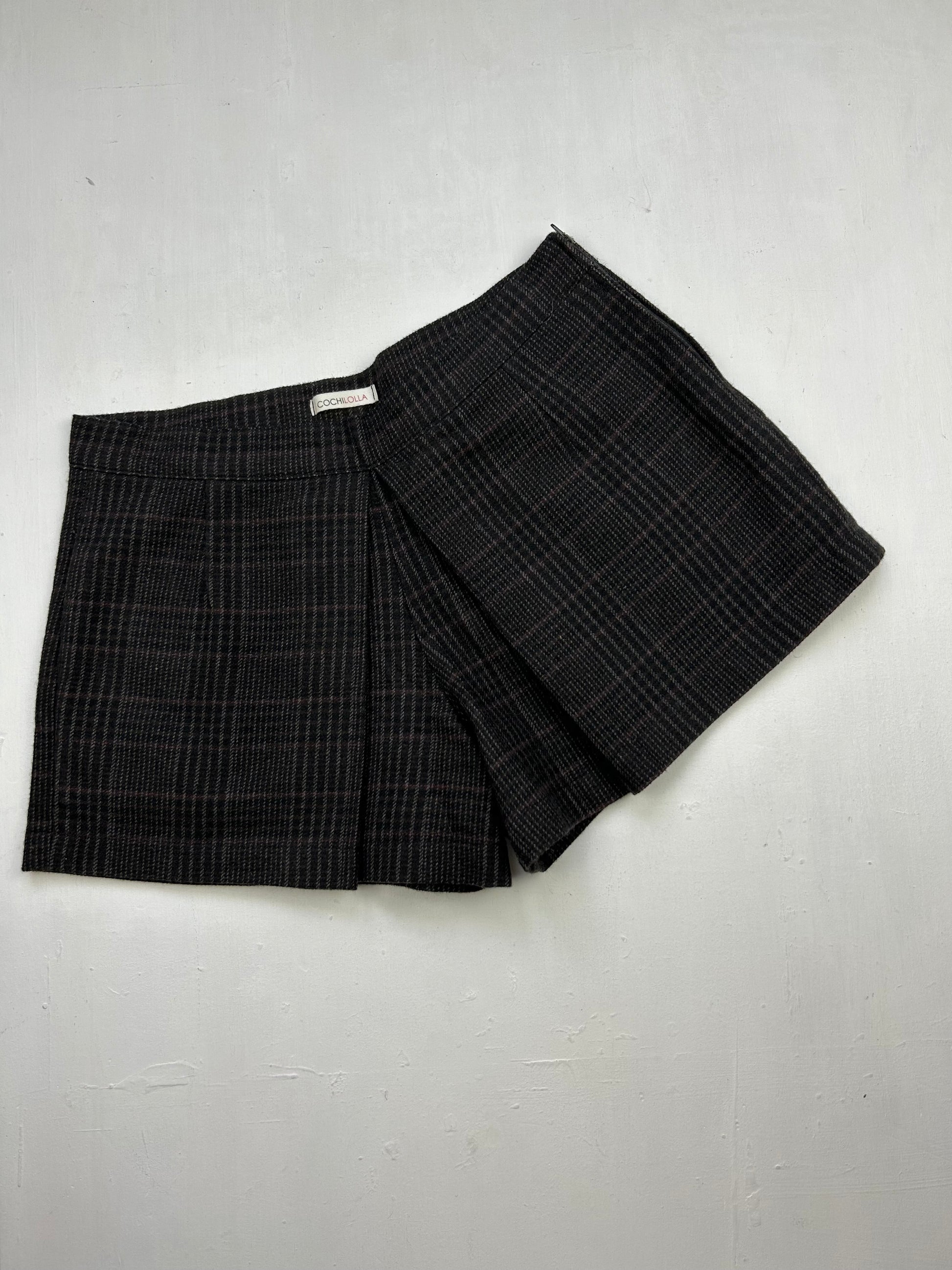 Brown check print office mini skort (S)