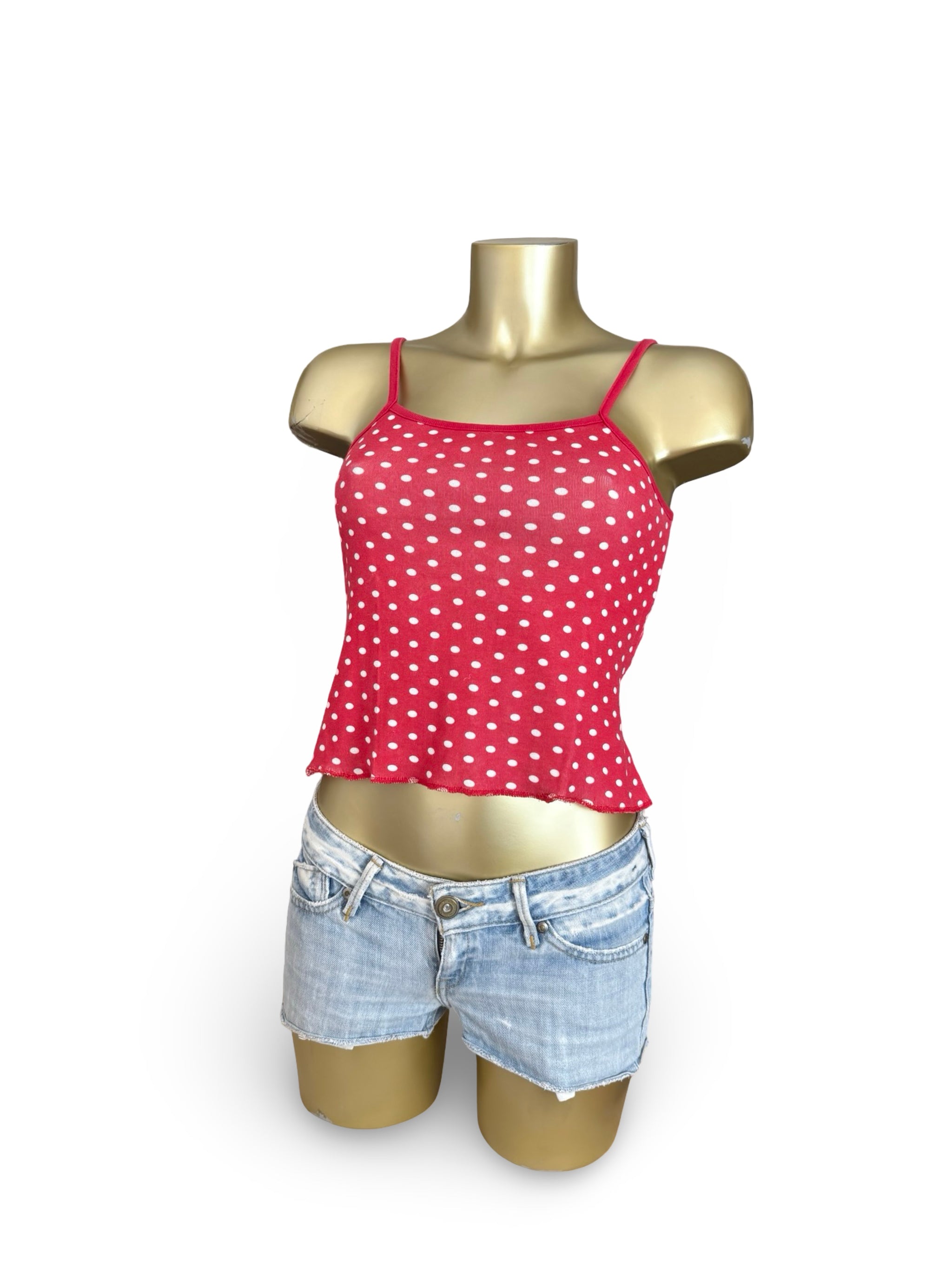 Red polka dots cami top (S)
