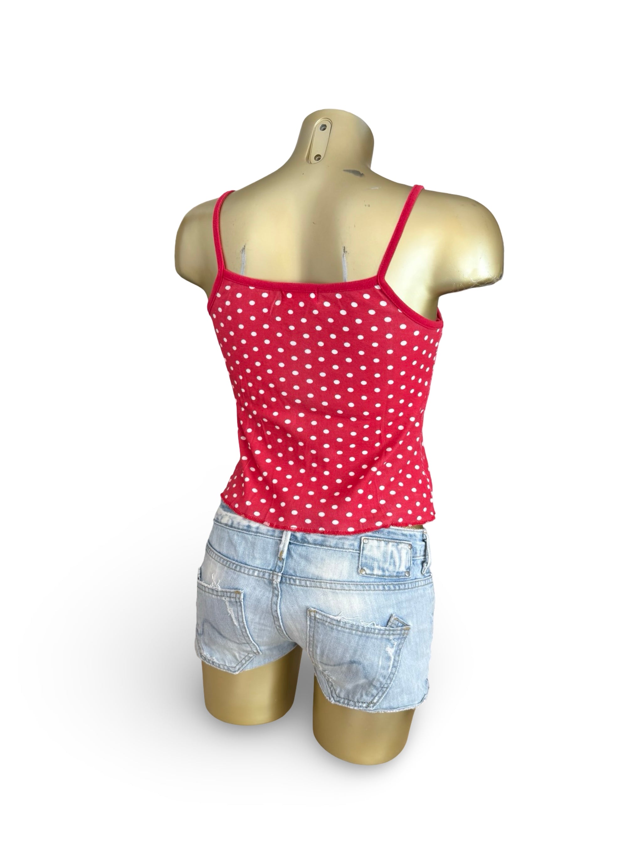 Red polka dots cami top (S)