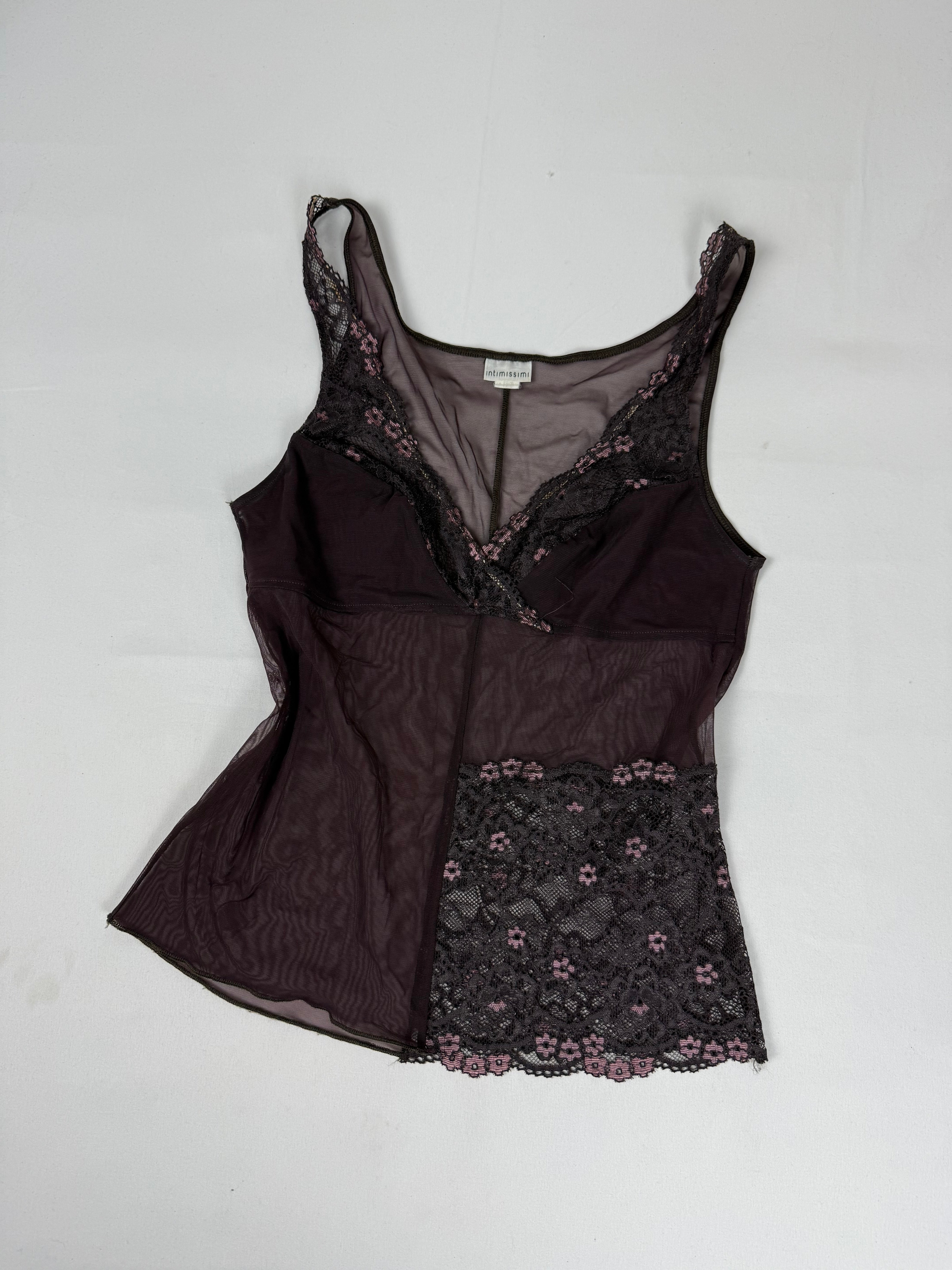 Purple floral mesh top (S/M)