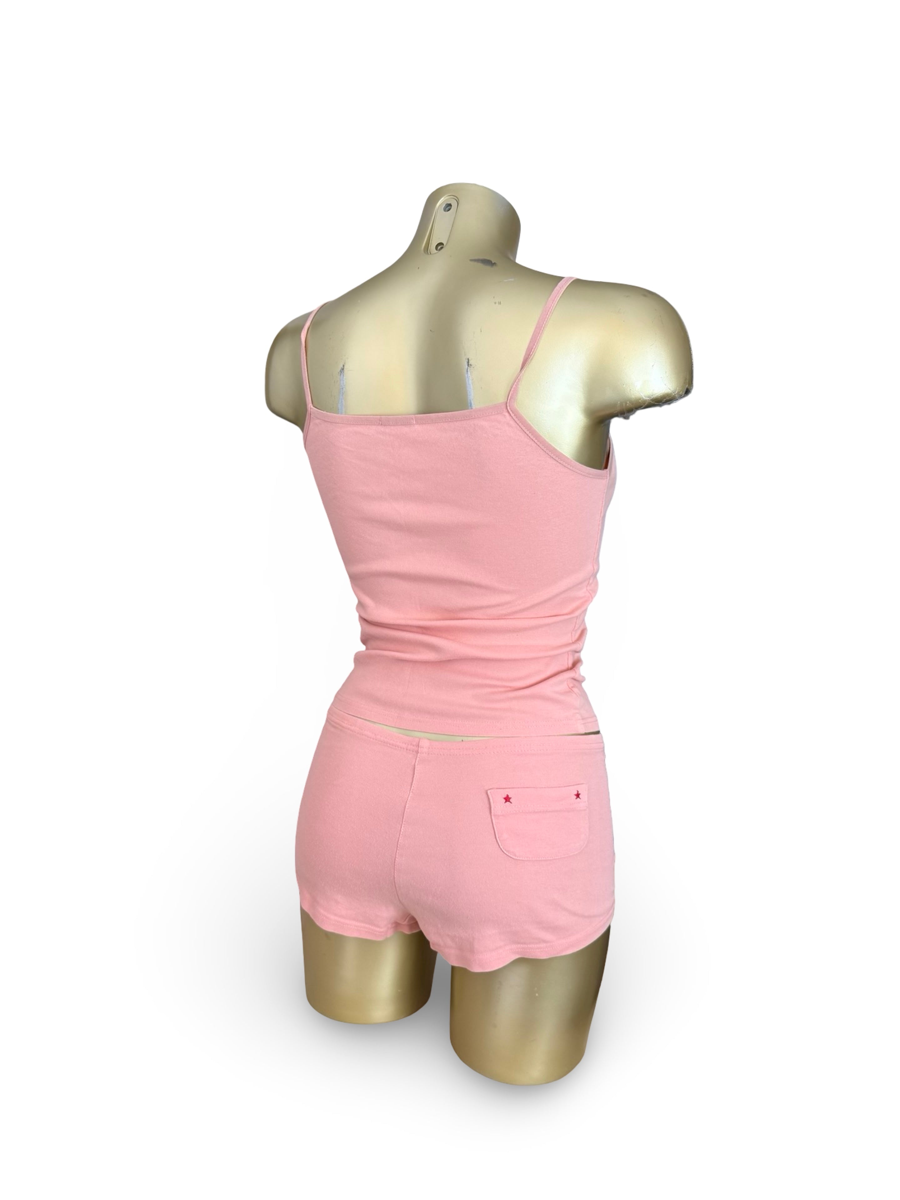 Pink tight fit mini short + top set (XS)