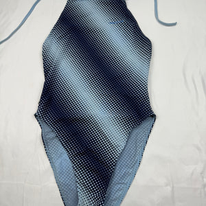 Blue lycra backless body swimsuit (S)
