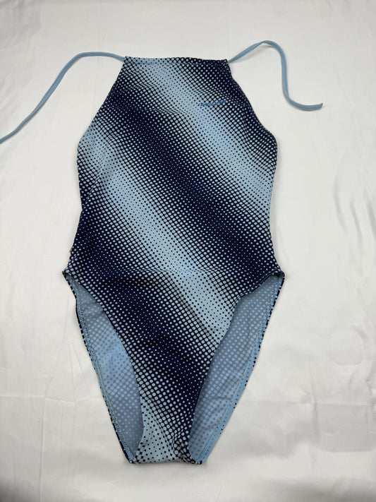 Blue lycra backless body swimsuit (S)