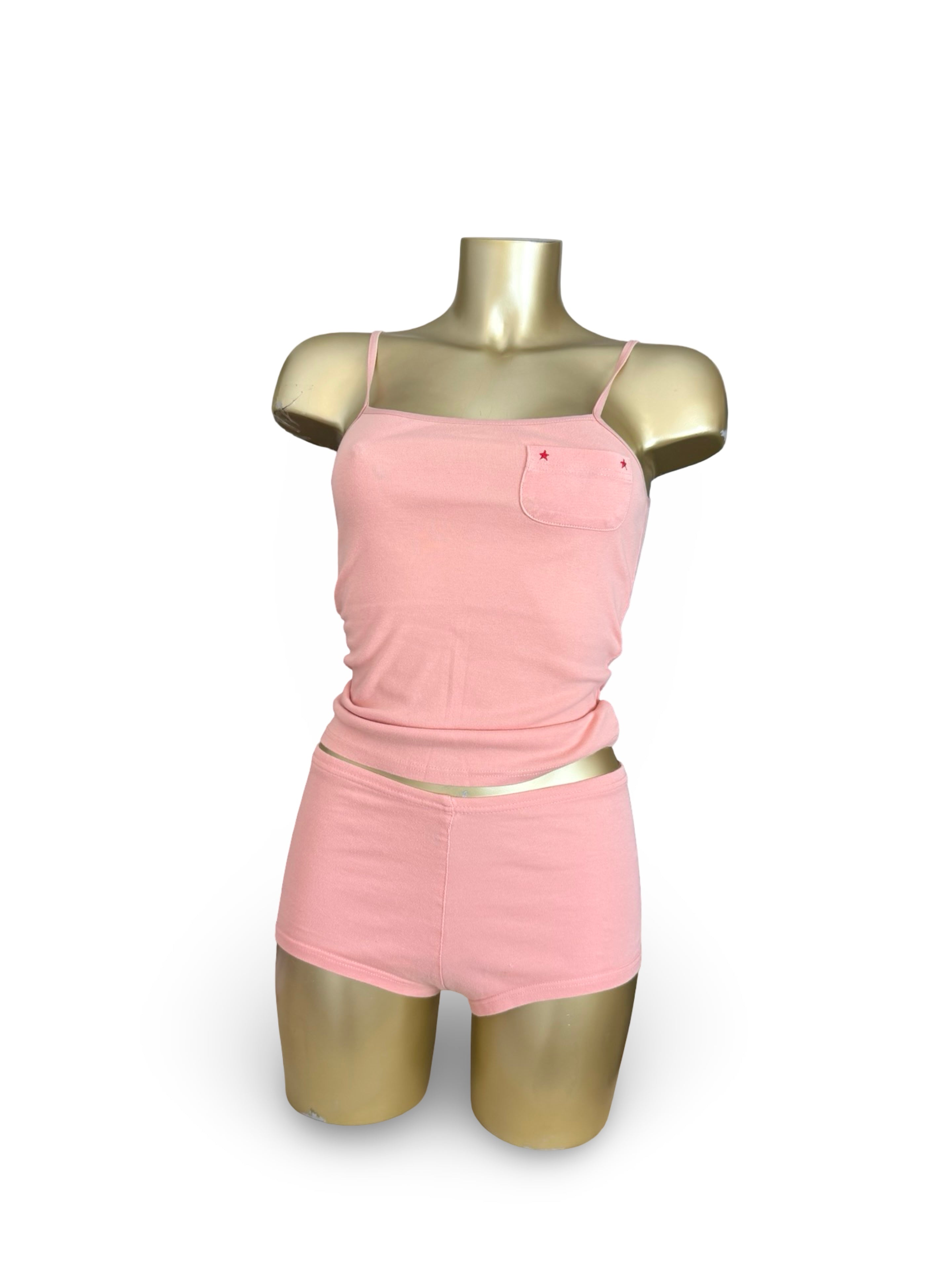 Pink tight fit mini short + top set (XS)
